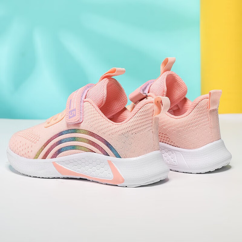 贝天熊儿童运动鞋女中大童跑鞋春夏季网面透气舒适透气女休闲鞋 BTX2069粉色【双网】 28 内长18.0/脚17.0