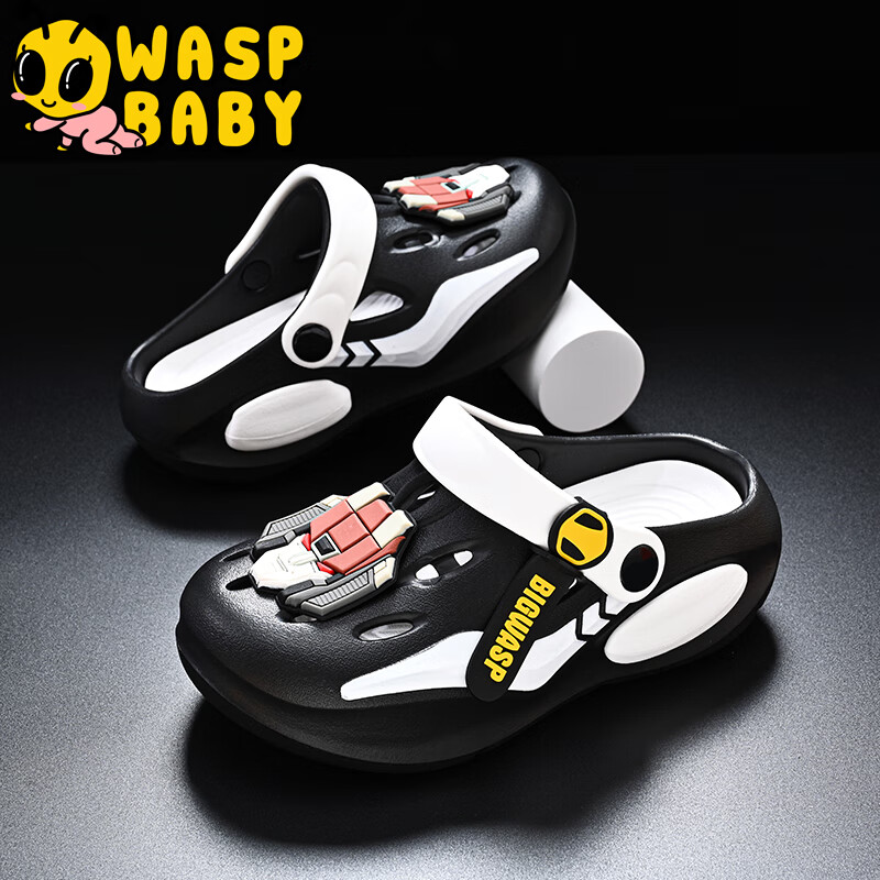 大黃蜂兒童洞洞鞋男童涼鞋夏季小孩新款拖鞋大童防滑男孩沙灘涼拖 黑色_威震天 26 _27_適合內(nèi)長16.5厘米