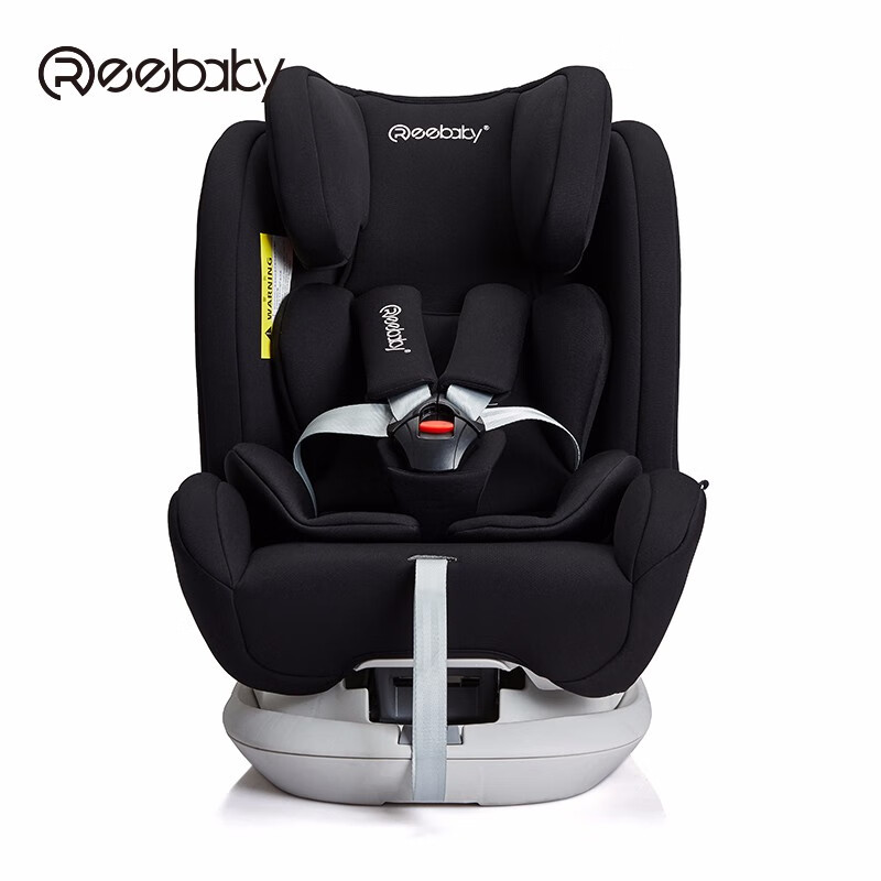 REEBABY 瑞贝乐360度旋转全注塑0-4-12岁儿童安全座椅汽车用通用婴儿宝宝可坐躺 曜夜黑ISOFIX款