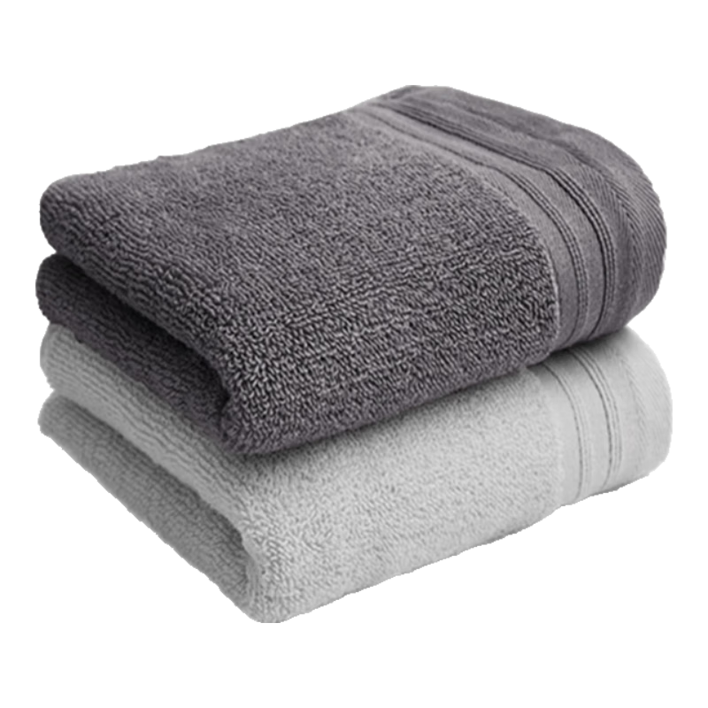 三利7A抗菌新疆长绒棉毛巾2条装纯棉吸水洗脸面巾 60*30cm 暮光灰+黎明灰 2条
