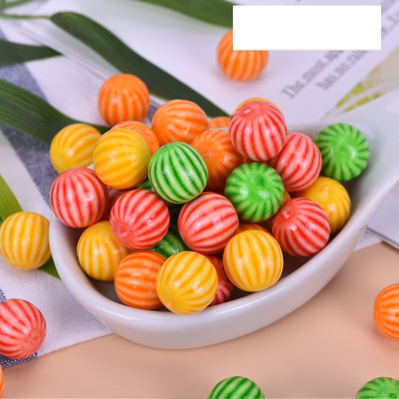 宜享健康休闲怀旧零食五彩西瓜泡泡糖软糖儿童糖果小吃口香糖西瓜糖