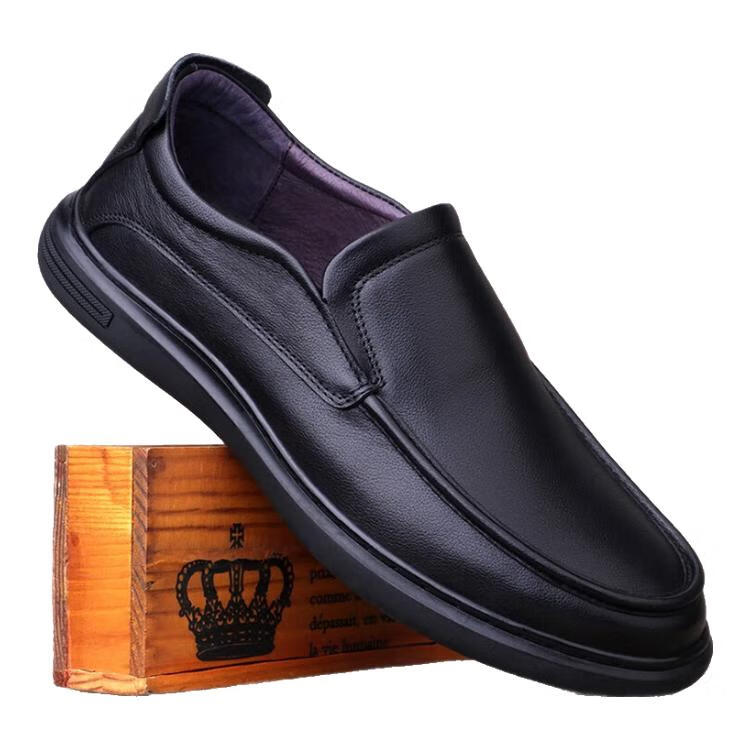 BIUTEE轻奢男鞋春秋季休闲系带通勤软底软面透气高档皮鞋男商务透气皮鞋 2516-1黑色 夏季缕空透气 44 (270mm)