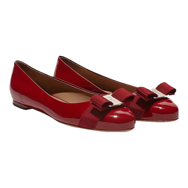 菲拉格慕（Ferragamo）女鞋芭蕾平底果凍蝴蝶結(jié)高跟中低跟C楦奢侈品女友新年禮物 紅色Varina平底 592125 37 /品牌尺碼6.5