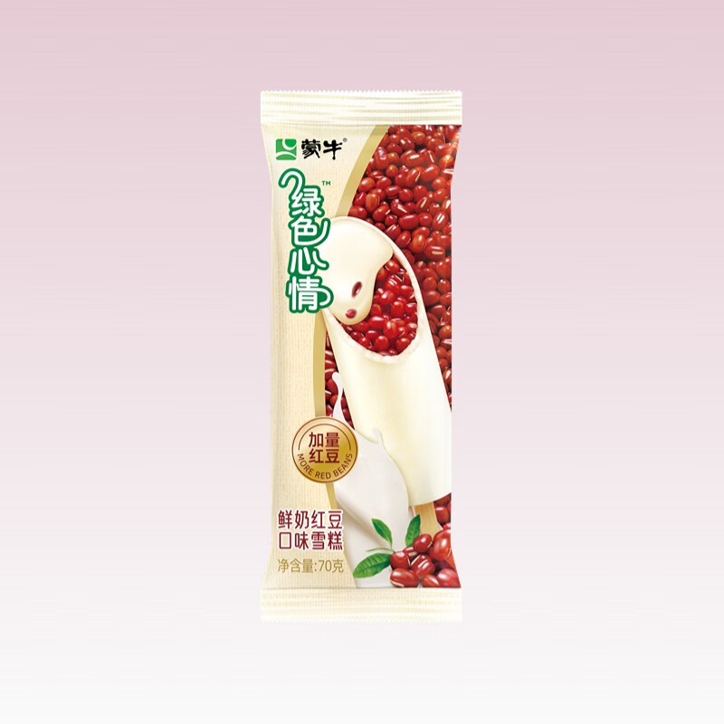 蒙牛綠豆雪糕綠色心情鮮奶綠豆雪糕 紅豆味冰淇淋冰激凌冰棍雪條70g支 蒙牛鮮奶紅豆【30支】(2100g)