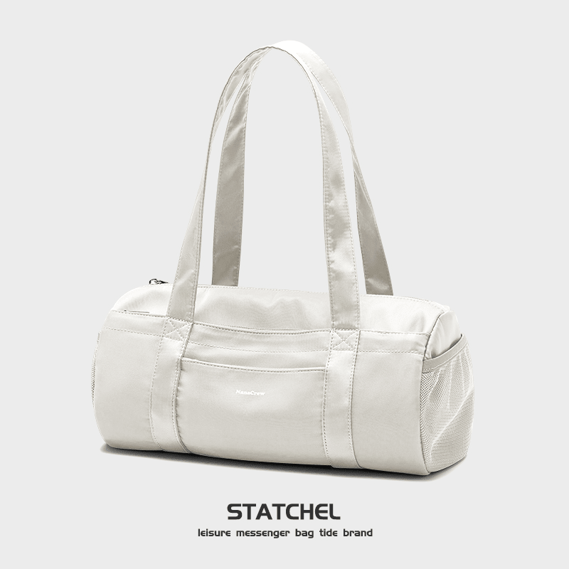 輕騎者旅行袋短途旅行包2025新款小眾休閑輕便女款出差大容量外出手提包 米白 中