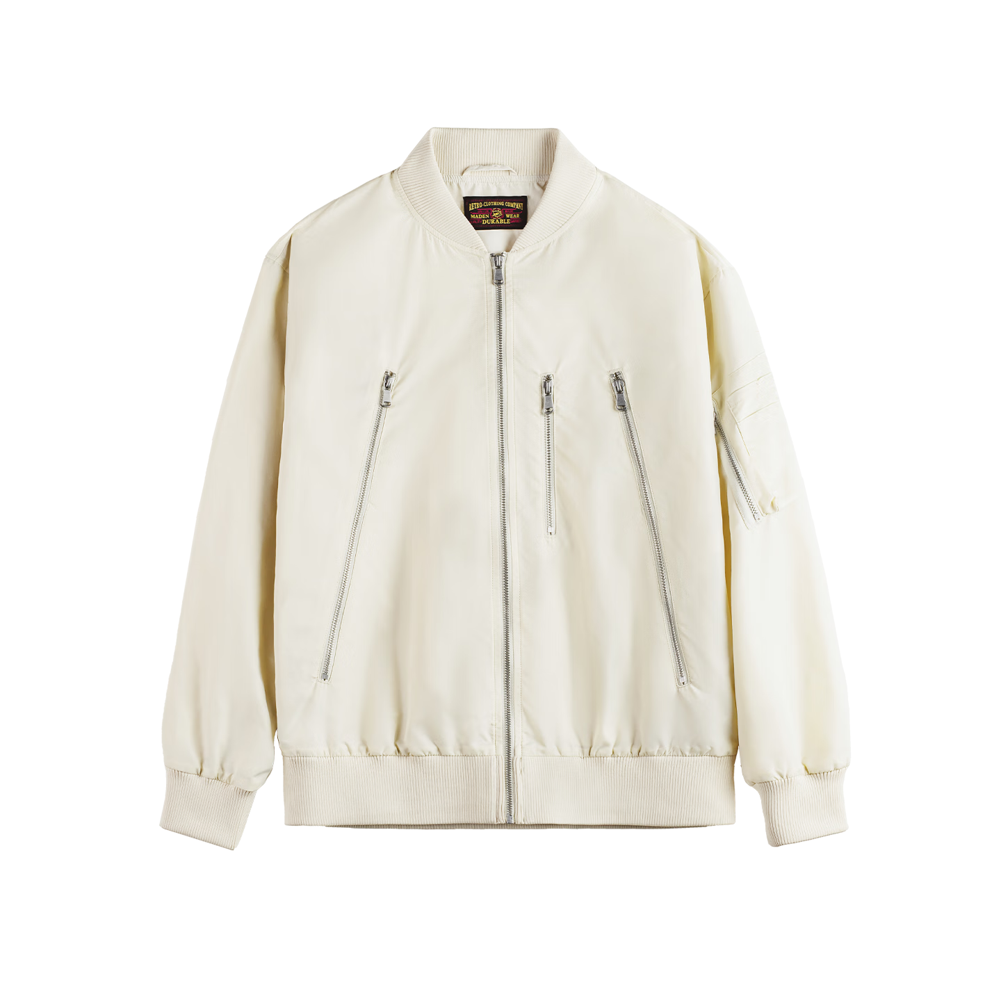 馬登工裝美式復古L2B飛行員夾克男寬松棒球服外套春秋薄款男士上衣 象牙白 S