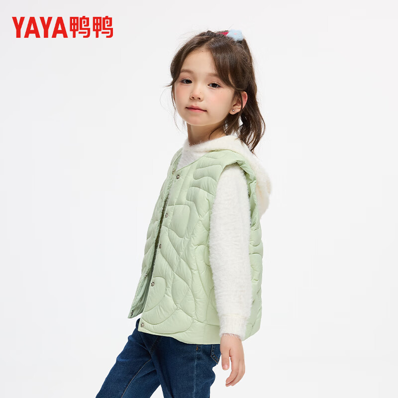鸭鸭【反季】女童羽绒马甲鸭鸭童装外套2025新款冬季保暖上衣 燕麦色 140