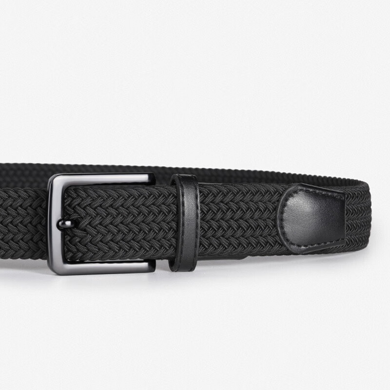 CHALKIN高尔夫帆布腰带男弹力编织布皮带针扣休闲简约户外运动透气免打孔 蓝白 115cm