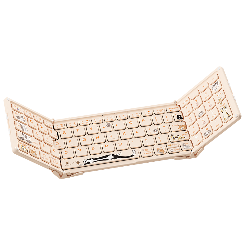 B.O.W航世HB328 無(wú)線(xiàn)三藍牙折疊鍵盤(pán) 超薄靜音便攜男女生辦公iPad平板手機電腦通用充電鍵盤(pán) 嬉戲喵