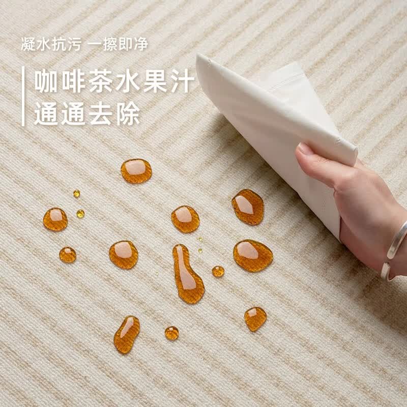 兴连心奶油风高级感地毯客厅卧室房间2026新款现代简约免洗可擦防水隔音 圈绒-梨色-透气款 200*300CM【柔软亲肤】