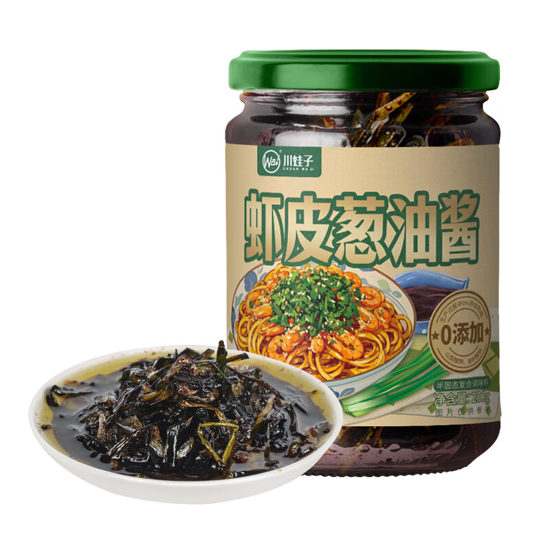 川娃子葱油酱拌面酱拌饭酱 上海风味调味酱 黑葱油汁 虾皮葱油酱200g