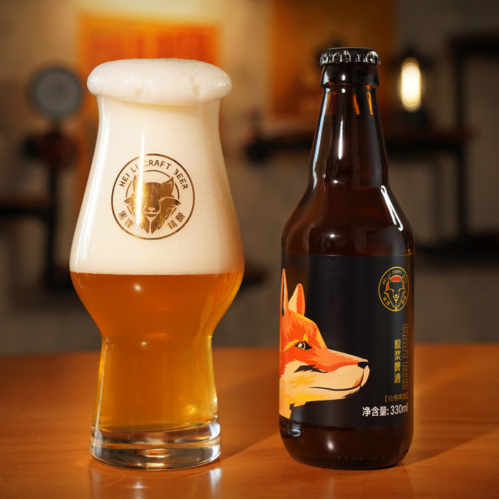 黑狸精酿啤酒整箱 13°P全麦原浆黄啤酒年货礼盒装 畅饮版 4.5%vol 13度 原浆啤酒 330ml*12