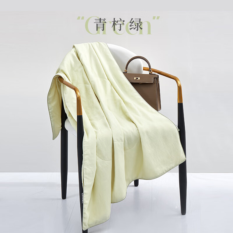 太湖雪夏涼被空調(diào)毯午睡薄蓋毯兒童100蠶絲被 青檸綠 90x120cm