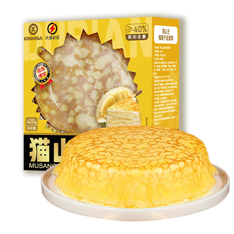 KINHISA猫山王榴莲千层蛋糕6英寸420g 动物奶油果肉含量40%冷冻生日蛋糕