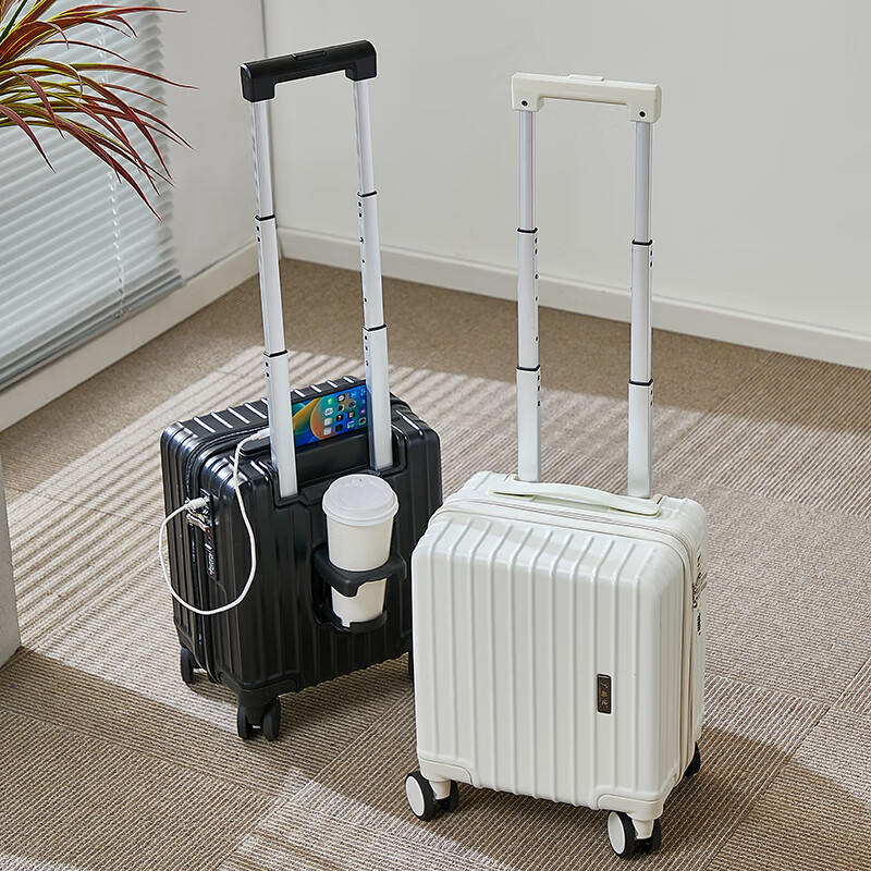 广璐迪拉杆行李箱小型可上飞机春秋航空免托运登机旅行箱儿童密码皮箱子 14英寸米白色可上春秋航空 京东折扣/优惠券