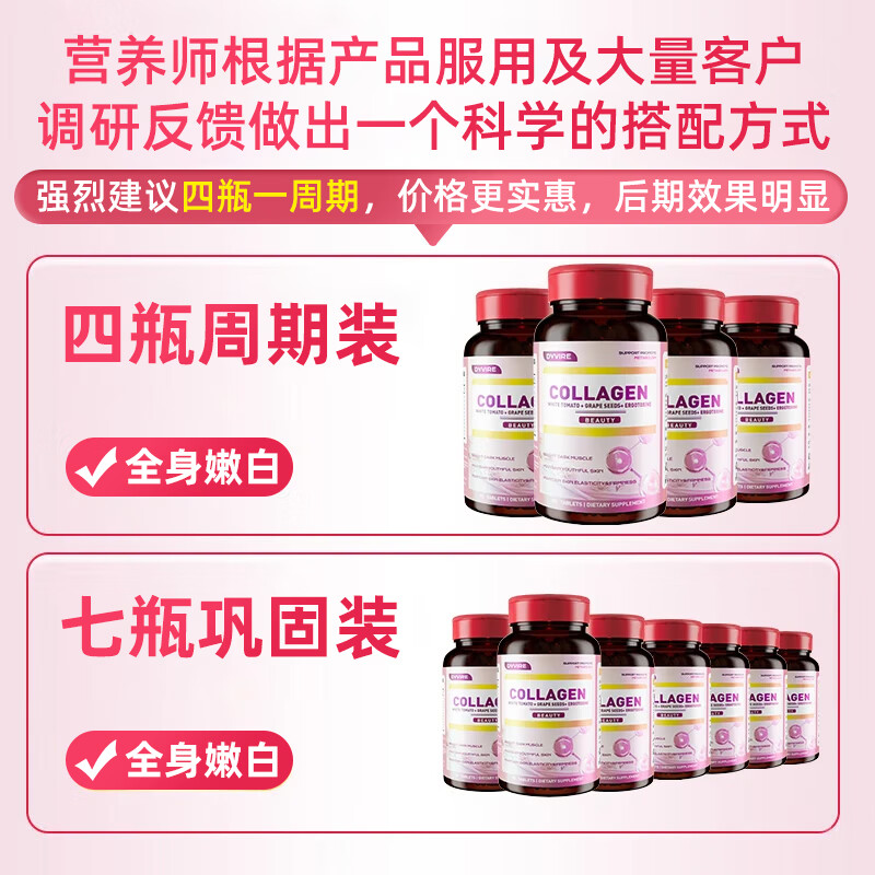 DYVIRE美国进口麦角硫因胶原蛋白肽烟酰胺白谷胱甘肽番茄胶原蛋白片 【1瓶体验装】【强润亮泽】 90粒*1瓶