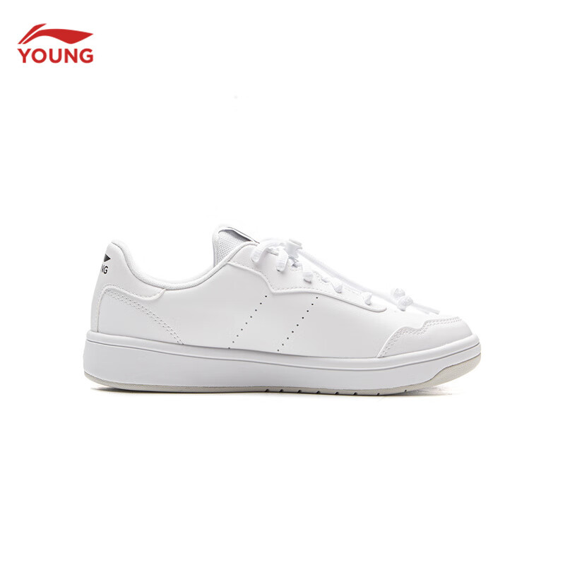 李宁童鞋儿童运动鞋男女大童柔软舒适板鞋轻弹缓震休闲鞋YKCV215 标准白-1 37