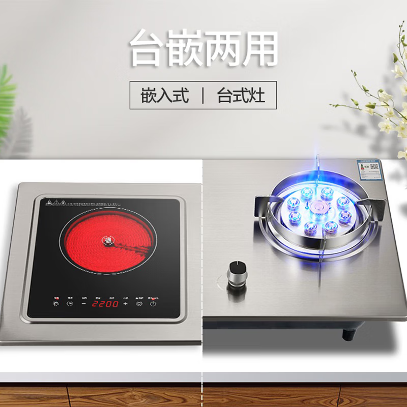東洋（TOYO）一气一电燃气灶两用气电灶家用厨房3500w电磁炉不锈钢猛火直喷纯铜炉盖煤气灶可拆卸电陶炉 【左直喷右陶】猛火灶+3500w电陶炉 液化气