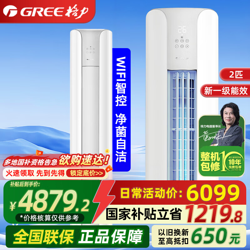 格力（GREE）空调云颜柜机2P匹立体式家用客厅变频冷暖两用新一级能效节能巨省电国家家电政府补贴20%以旧换新 2匹 一