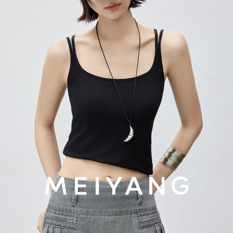 美洋（MEIYANG）清补凉二号背心【全围包裹系列】带胸垫上衣时尚百搭气质背心上衣 黑色 M