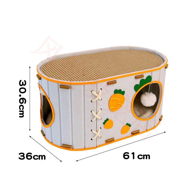 喵仙兒貓窩抓板一體保暖封閉式睡窩耐抓毛氈布冬季安全感胡蘿卜雙 層毛氈布桶