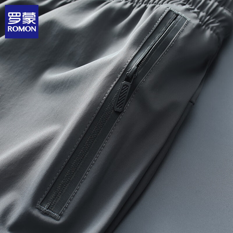 罗蒙（ROMON）冰丝休闲裤男2026夏季薄款宽松直筒凉感男士弹力速干长裤子 黑色 (直筒款) 2XL