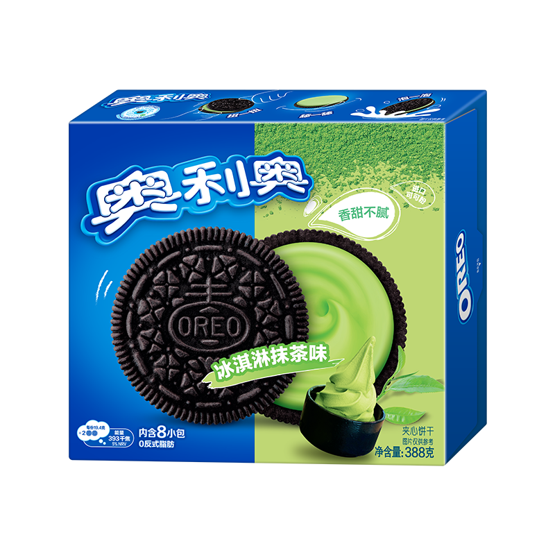 奧利奧（Oreo）夾心餅干 冰淇淋抹茶味388g 休閑零食  早餐下午茶