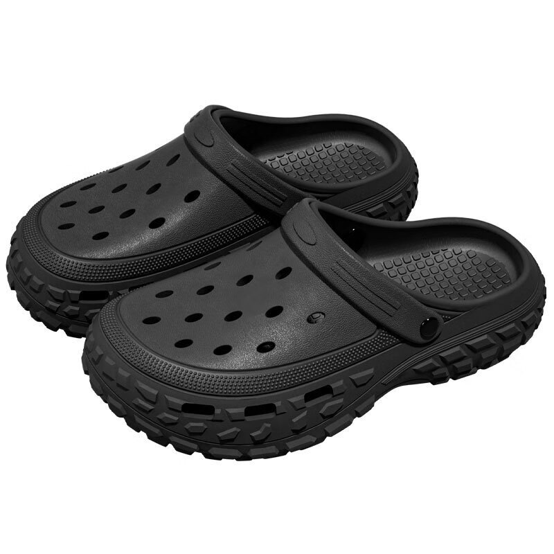 【精选】外穿男士夏季新款钓鱼洞洞鞋运动外穿耐磨厚底踩屎感包头 白色 36 -37