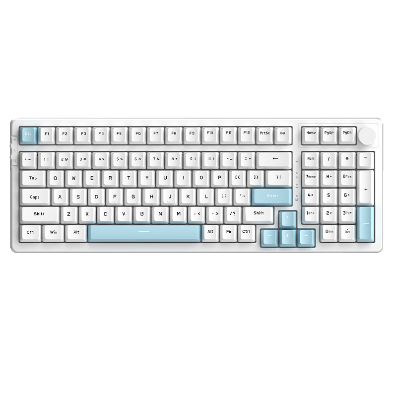 JPLAYER黑爵联名款 AK992机械键盘 三模热插拔 2.4G/有线/蓝牙 PBT双拼键帽 电竞游戏 蓝沁青轴