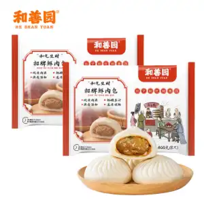 和善園鮮肉包16只肉包子家庭裝半成品微波爐加熱即食早餐速食饅頭 ()招牌鮮肉包2袋16個(gè)