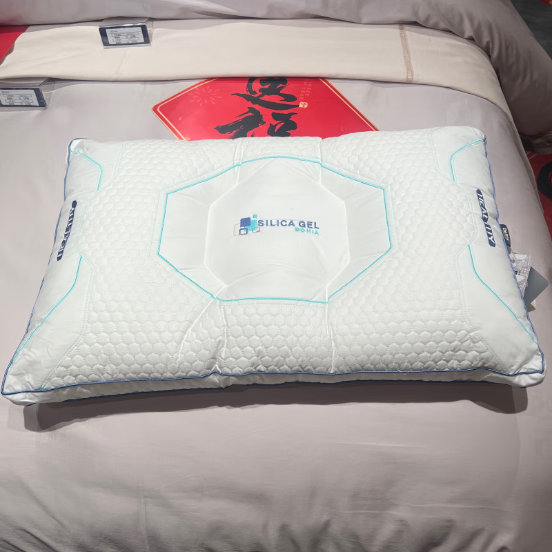 多喜愛(ài)（Dohia）樂(lè )爾斯矽膠護頸枕家用中等高度軟枕一個(gè)透氣全棉面料單祇裝 樂(lè )爾斯矽膠護頸枕【1個(gè)】_72*46*