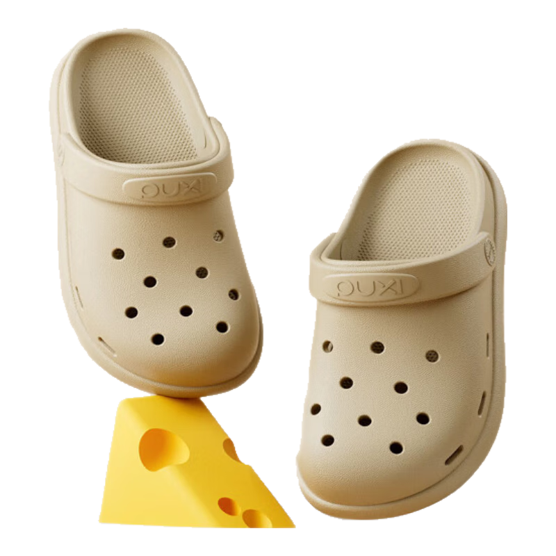 朴西洞洞鞋儿童外穿凉鞋夏季户外运动包头EVA透气沙滩鞋男女童 浅沙色 34 【220mm】