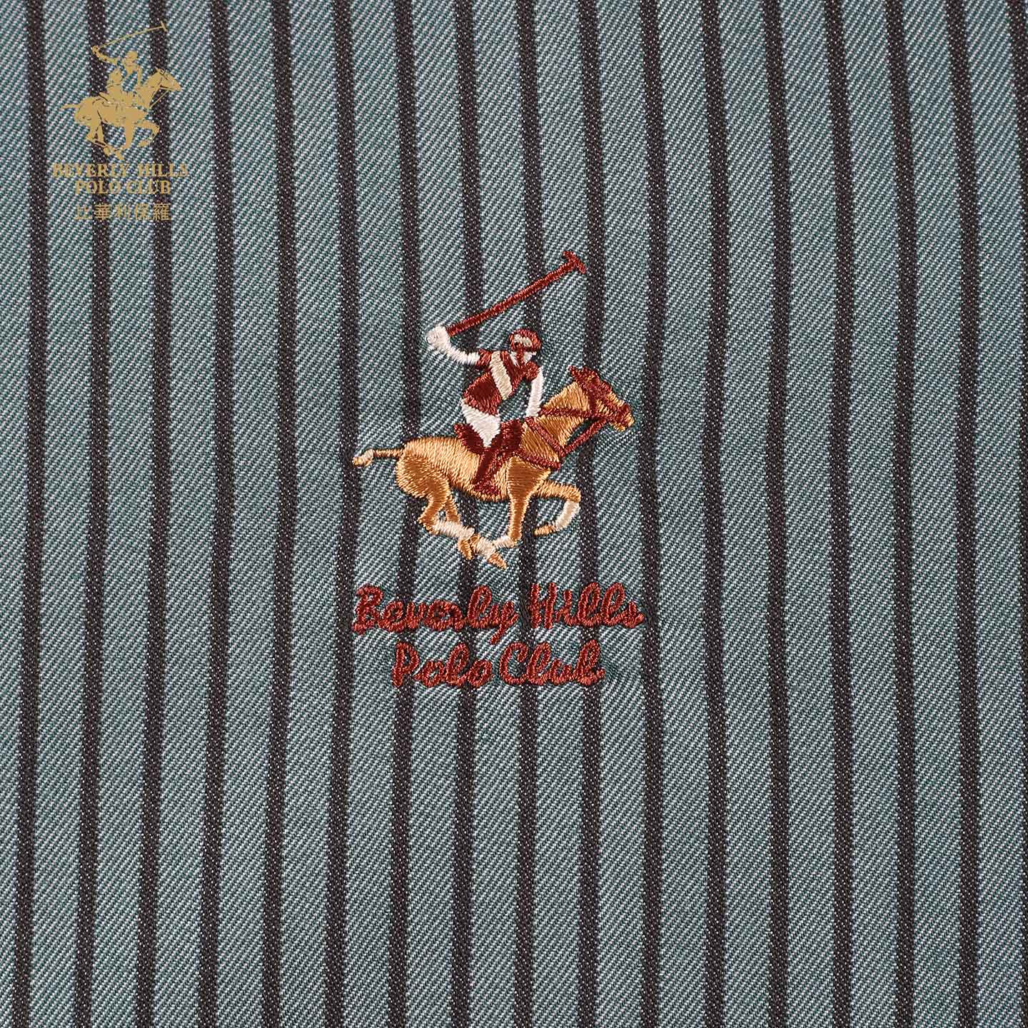 比华利保罗【易打理】秋冬季新款男士轻商务条纹长袖衬衣绿色245122086 绿色 2XL