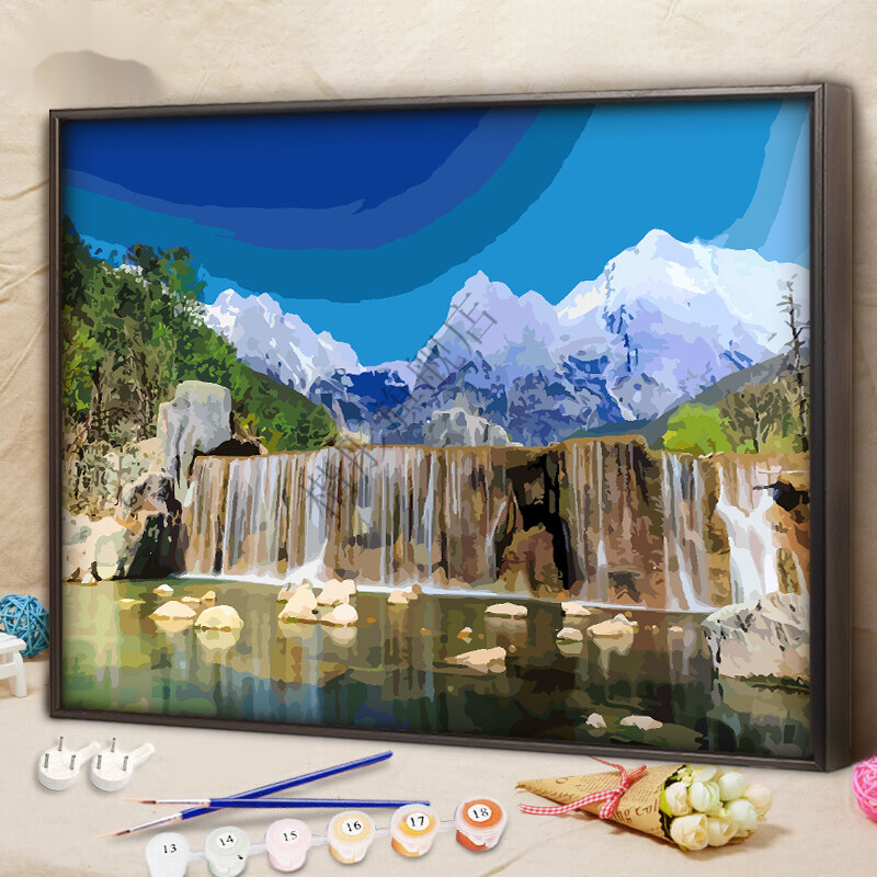 【京选优品】丽江玉龙雪山diy数字油画云南风景手工填充涂色山水画