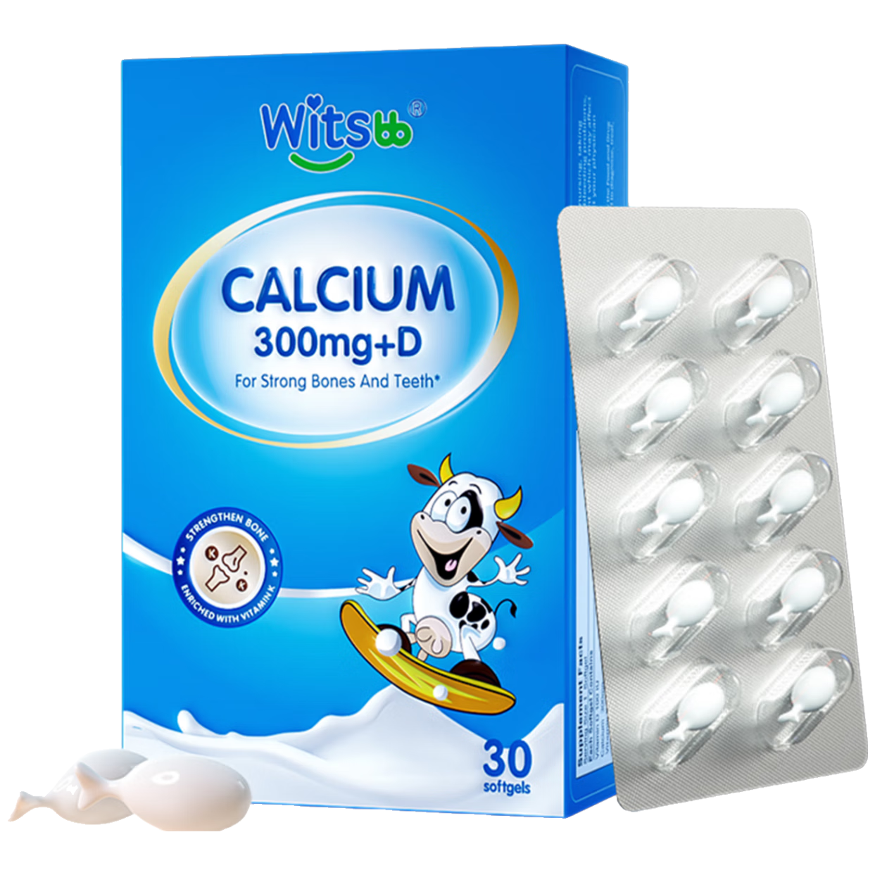 witsBB健敏思小藍(lán)盒液體鈣嬰幼兒維生素d3K2無敏兒童賴氨酸鈣鎂鋅 進(jìn)口版高效補(bǔ)鈣三盒裝