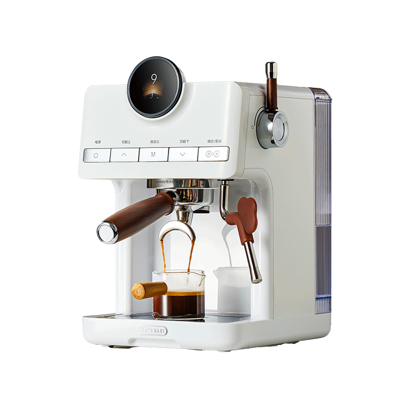 露茉咖啡机家用灵瞳Ciri办公室半自动蒸汽打奶拉花双柄双萃双锅炉加热不锈钢磁吸机身 赠磨豆机套装