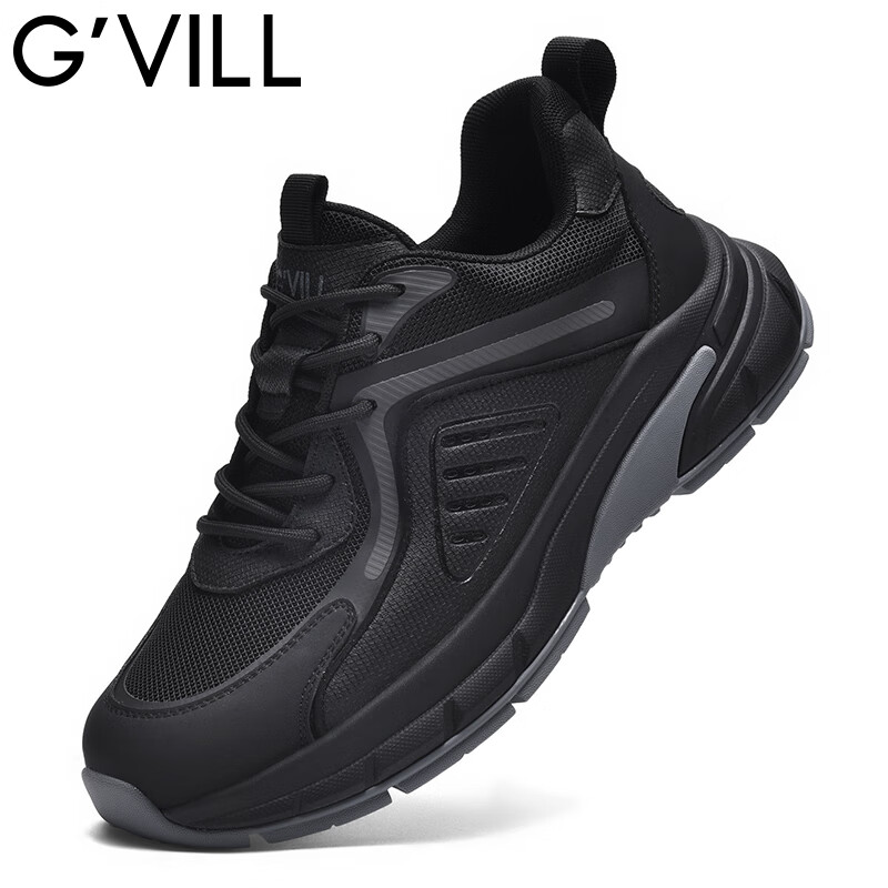 贵之步秋冬季男鞋新款软底防滑舒适真皮休闲鞋缓震商务皮鞋厚底增高 黑色 （G902) 43 （皮鞋码）