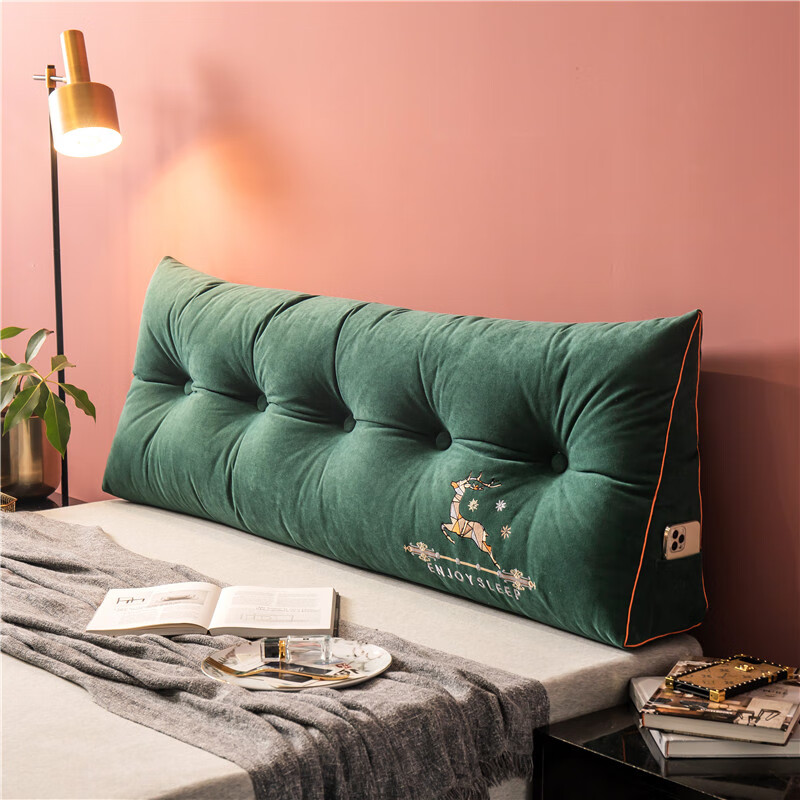 床头靠背长靠枕软包靠垫三角沙发大靠背护腰枕榻榻米床上 莫奈绿 150