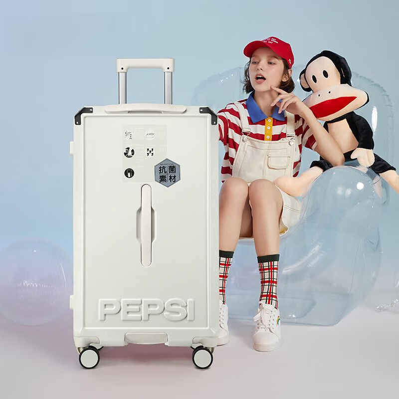 平湖行李箱PEPSI超大容量密码箱男女静音拉杆箱万向轮拉链旅行箱 牛油果绿升级款-防刮加厚 20寸