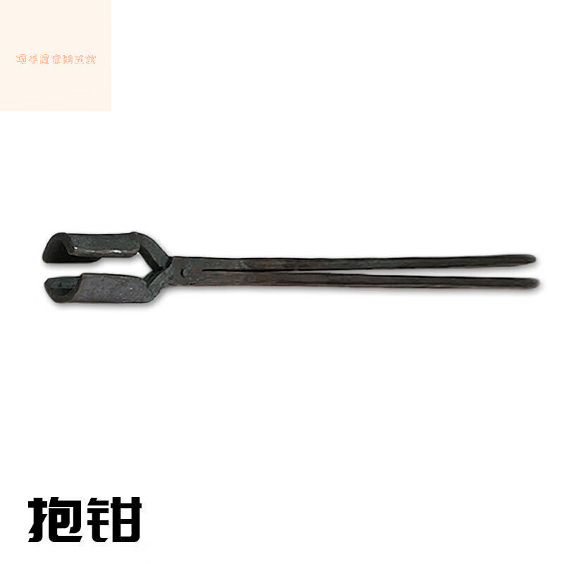 樹(shù)奢手工鍛打鐵鉗打鐵夾鉗尖嘴扁口圓口鋁錠坩堝鉗火鉗鐵匠工具耐 打樁鉗抱鉗 口徑約40mm