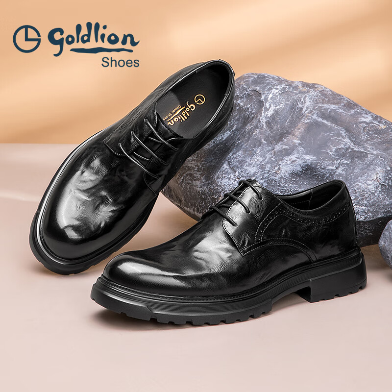 金利来（Goldlion）男鞋25年秋季新品商务正装皮鞋男英伦风德比鞋男士皮鞋 黑色 37