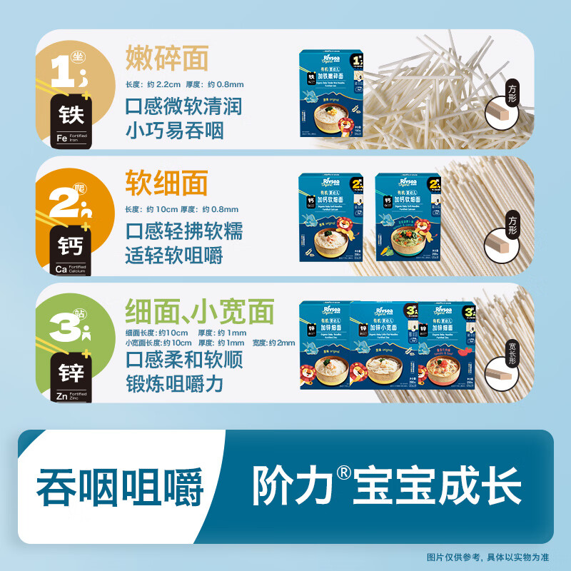 禾泱泱有机婴幼儿面条营养辅食无添加食用盐6个月以上二价铁宝宝面条 1阶新疆小麦有机二价铁嫩碎面