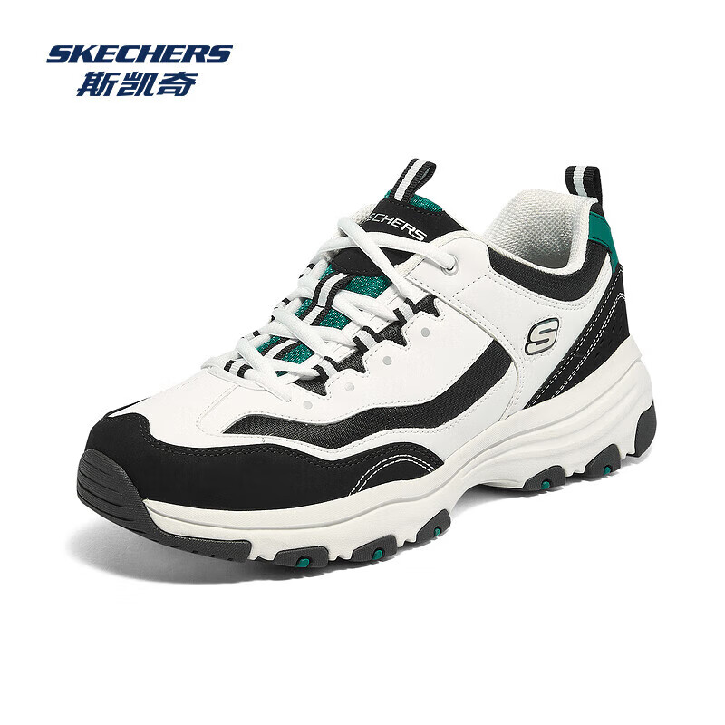 斯凯奇（Skechers）奥利奥熊猫鞋丨老爹鞋女经典黑白复古秋冬轻便潮流增高运动休闲鞋 【男款】白色/黑色/WBK 41.5