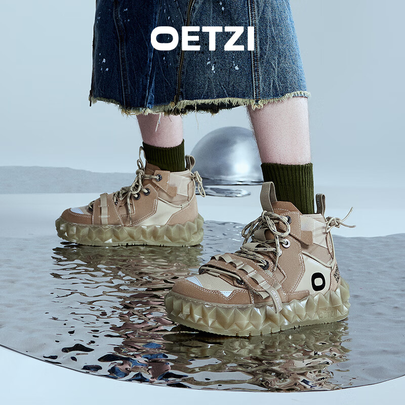 OETZI鞋子男款冬季高帮厚底大头丑萌鞋情侣百搭时尚休闲鞋潮 商场同款