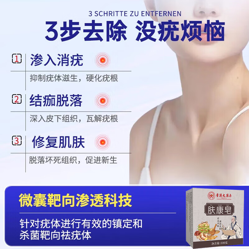 香港大药房【一洗肉粒消】祛疣皂瘊尤皂猴子小肉粒痘痘粉刺清洁去尤香皂全身 一盒装【初步祛粒】胖東来
