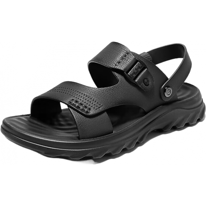 百丽凉拖两穿休闲鞋男2025夏新商场厚底皮凉鞋L6004BL5预售 黑色 39 (245mm)442.01元