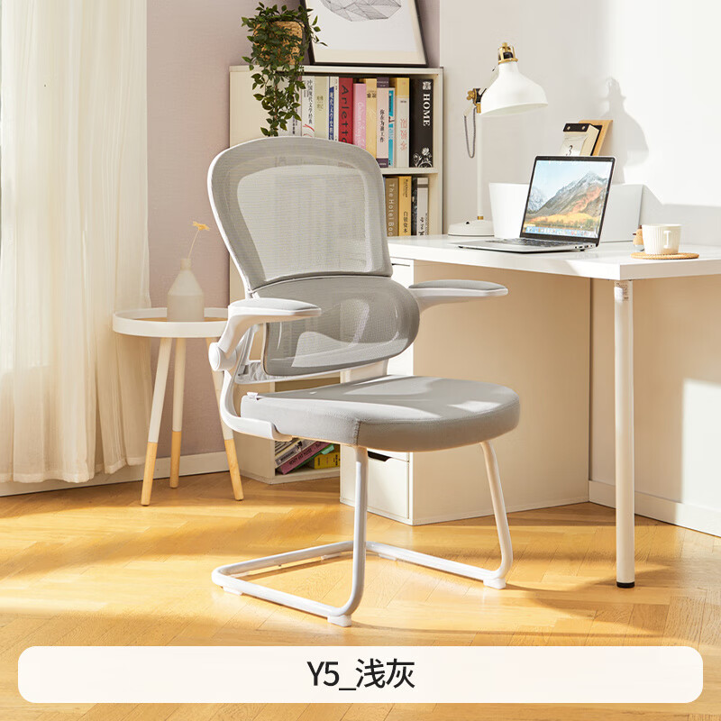 八九間Y5Z元氣電腦椅家用書(shū)桌辦公弓形椅子人體工學(xué)學(xué)生學(xué)習座椅 Y5Z_淺灰 鋼制腳_旋轉 升降扶手