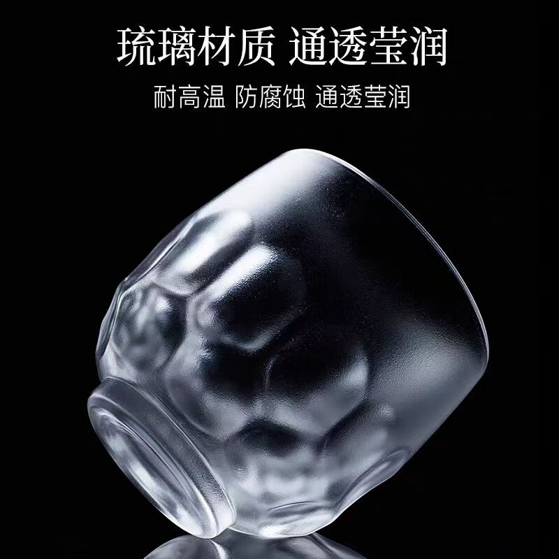 富贵荣耐热加厚玻璃茶杯茶具泡茶杯礼物茶杯精致主人杯水墨品茗杯泡茶杯 透明琉璃   水立方主人杯70ml