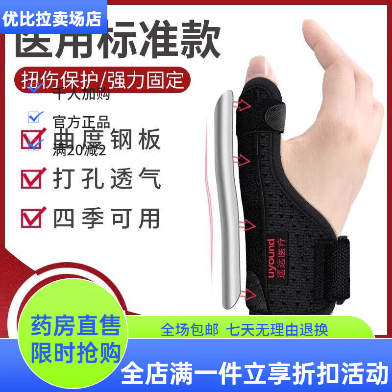 通用医用腱鞘痛专用护腕手套大拇指手腕护指固定器妈妈手鼠标手保护套 医用标准款(左右手通用)