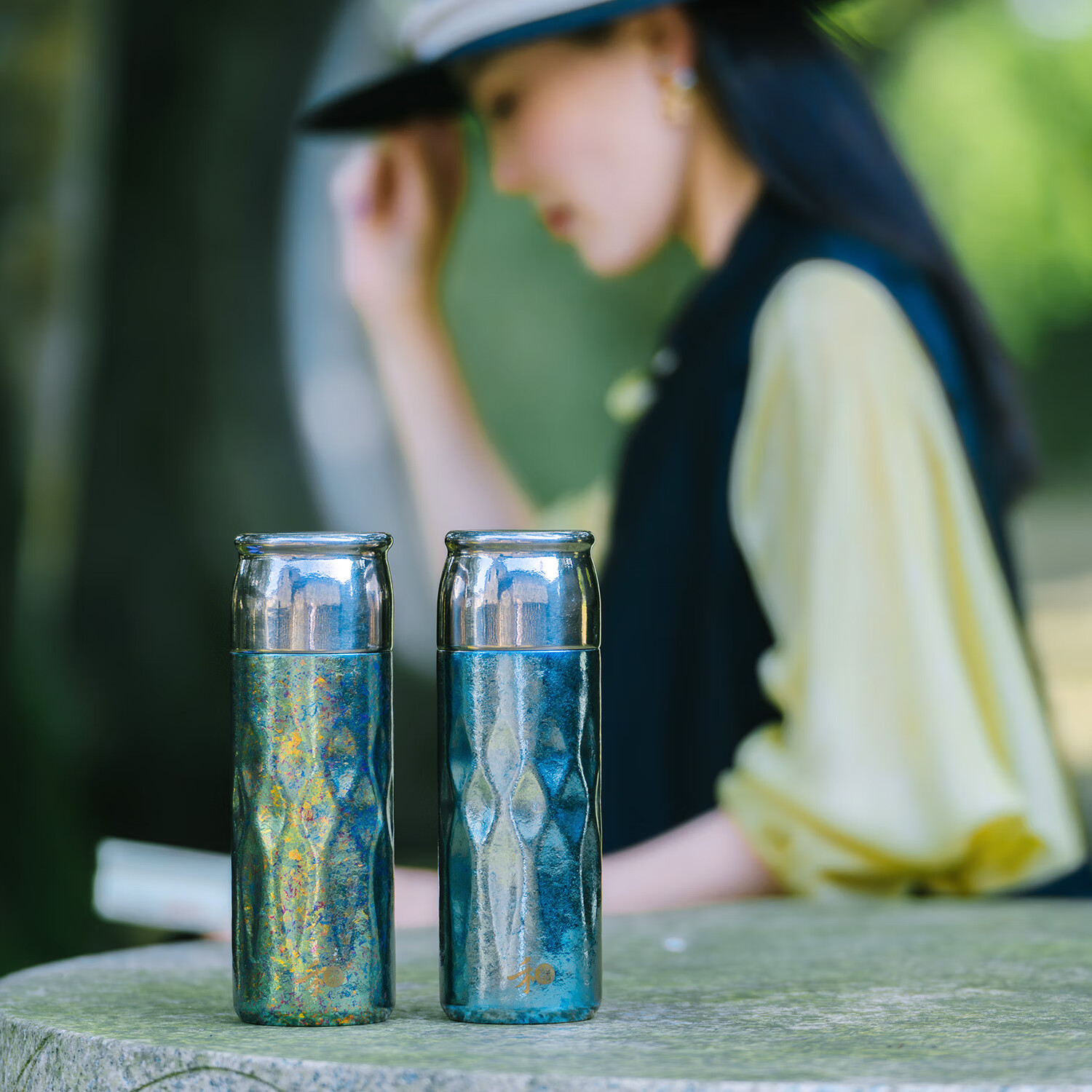 禾器钛杯纯钛保温杯保冷高档闷茶杯茶水分离养生泡茶商务办公礼品钛杯定制 叩玉绿390ml